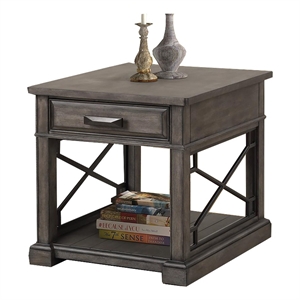 parker house sundance traditional wood end table in smokey gray finish