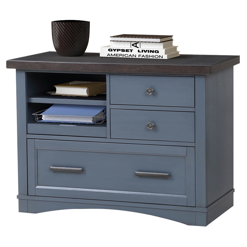 Parker House Americana Modern Wood Functional File with Power Center in Denim