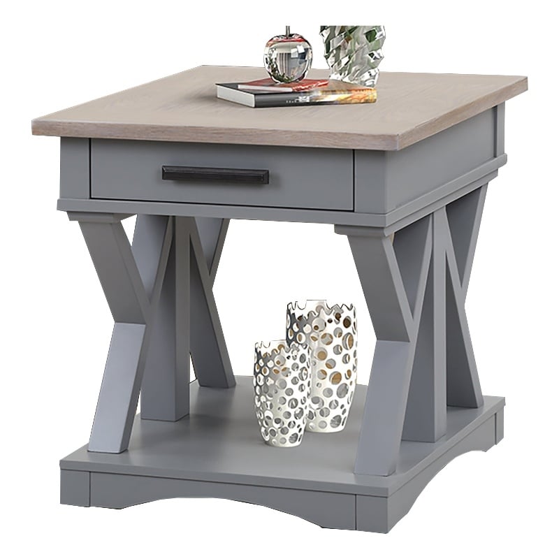 Parker House Americana Modern Wood End Table in Dove Gray Finish