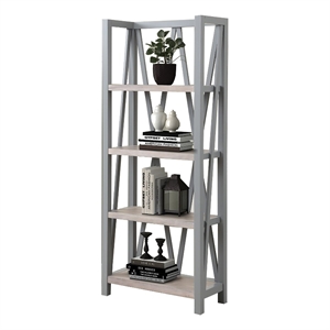 parker house americana modern traditional wood etagere bookcase in gray