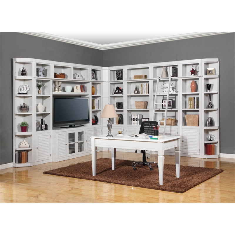 Parker House Boca Transitional Wood Outside Corner Bookcase in Cottage White