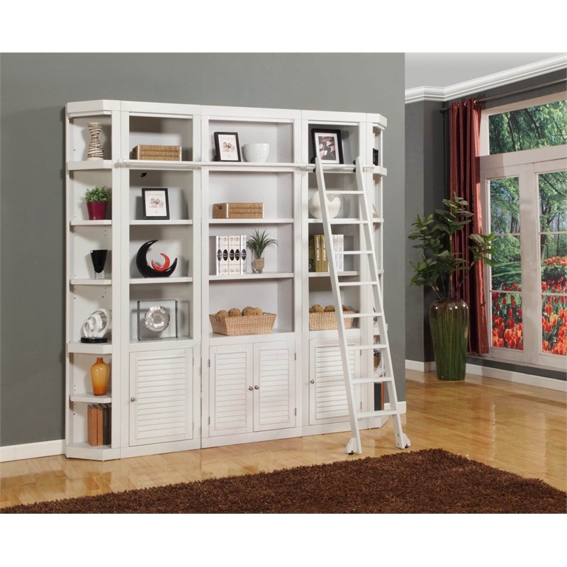Parker House Boca Transitional Wood Outside Corner Bookcase in Cottage White