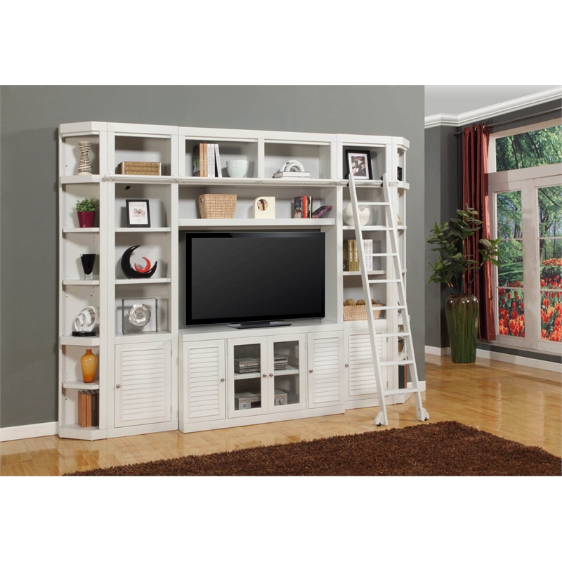 Parker House Boca Transitional Wood Outside Corner Bookcase in Cottage White