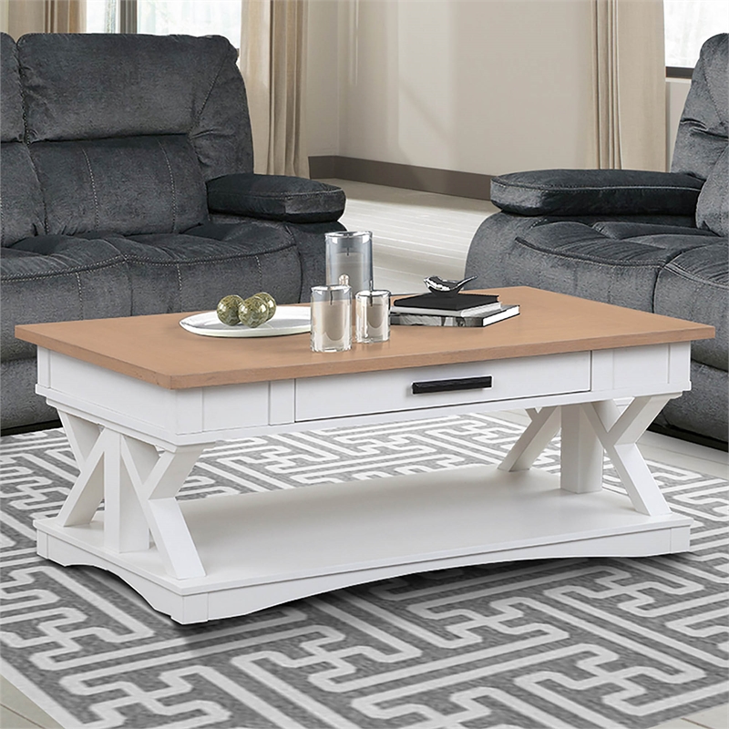 Parker House Americana Modern Wood Cocktail Table in White Finish
