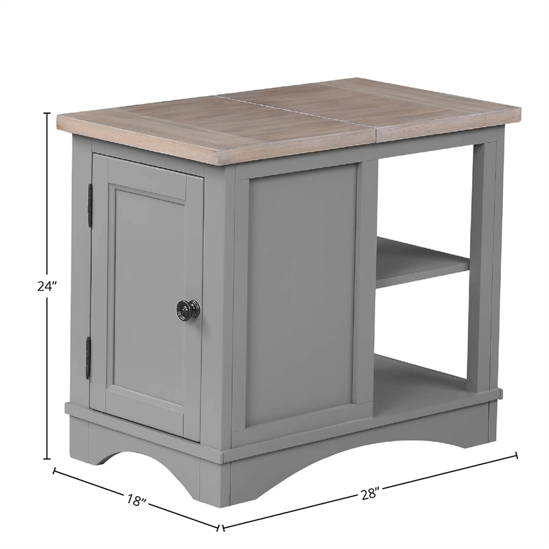 Parker House Americana Modern Traditional Wood Chairside Table in Gray