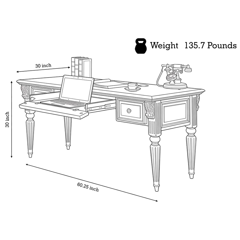 Parker House Huntington Traditional Wood Writing Desk in Brown