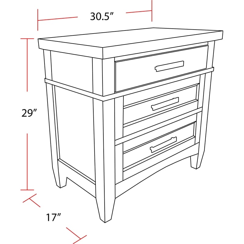 Parker House Americana 30.5'W Modern Bedroom 3 Drawer Nightstand in White