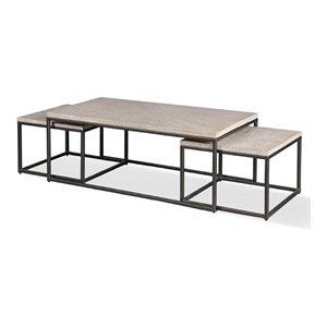 parker house crossings monaco wood rectangular nesting cocktail table in fossil