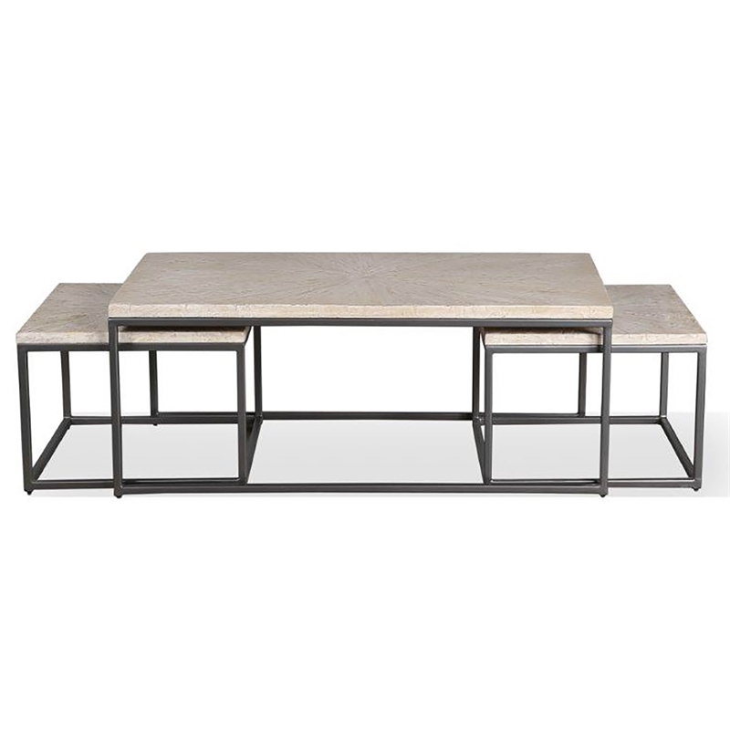 Parker House Crossings Monaco Wood Rectangular Nesting Cocktail Table in Fossil