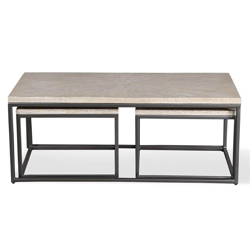 Parker House Crossings Monaco Wood Rectangular Nesting Cocktail Table in Fossil