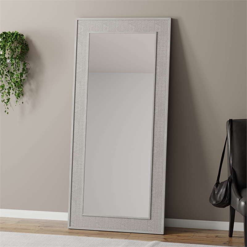 Parker House Crossings Serengeti Transitional Wood Floor Mirror in Gray