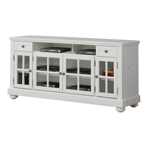 Parker House Cape Cod 63&quotW Wood TV Console with Glass Doors in White Finish