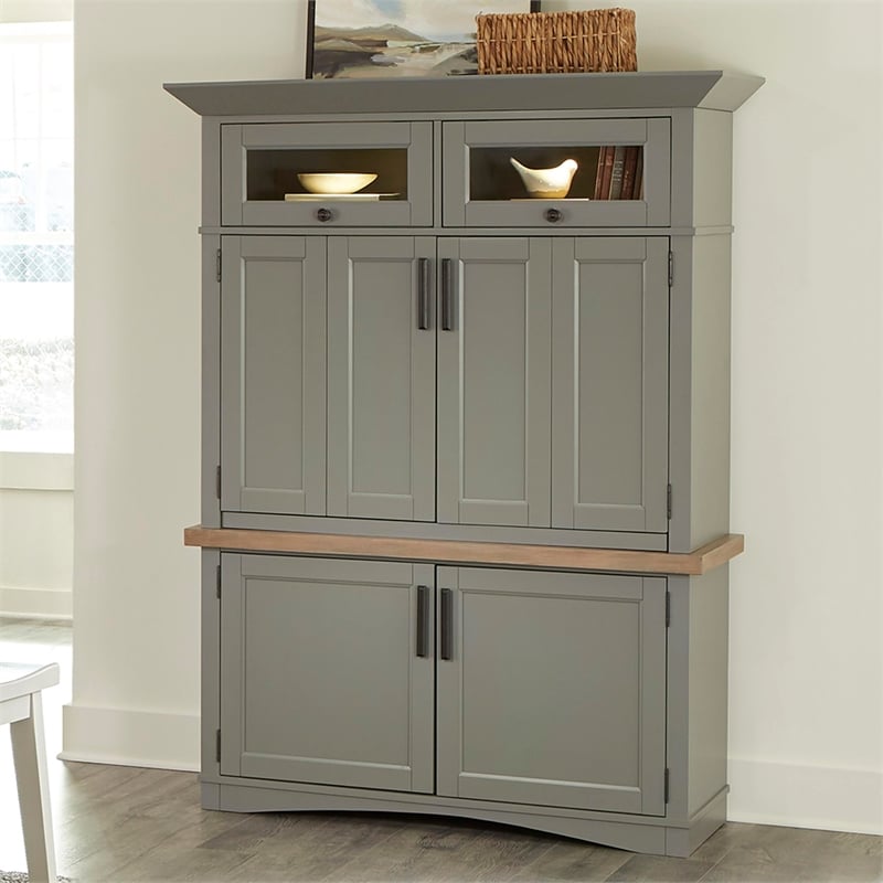 Parker House Americana Modern Wood Workstation with LED Light in Gray