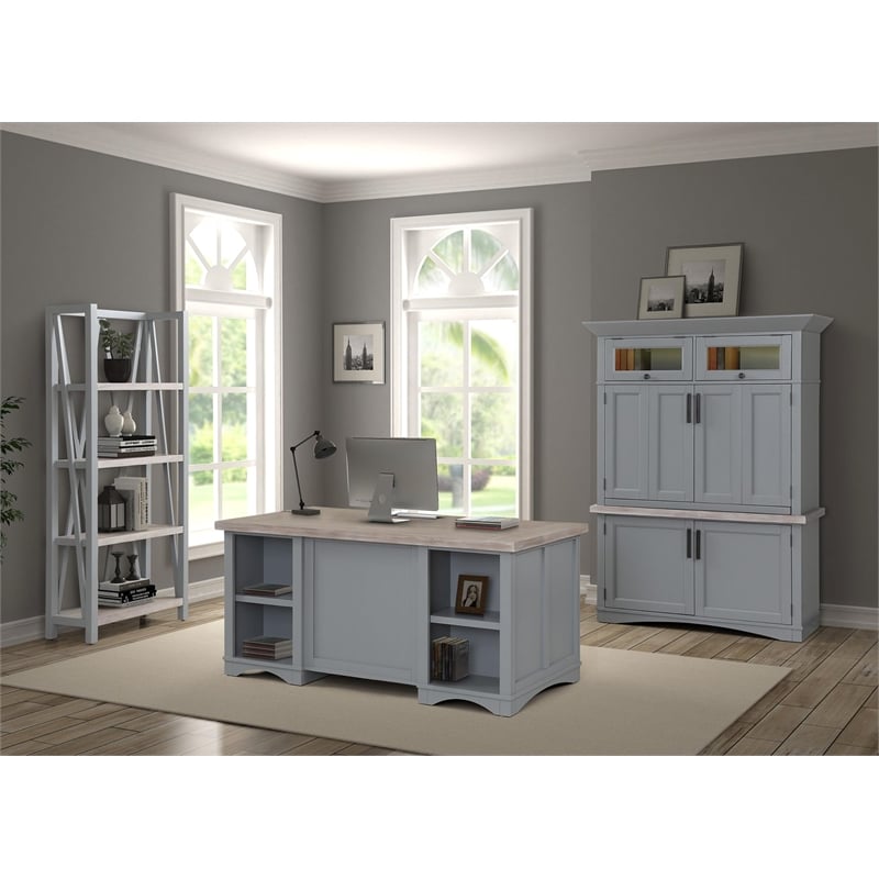 Parker House Americana Modern Wood Workstation with LED Light in Gray