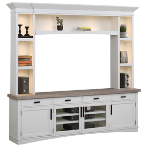 Parker House Americana Modern Wood TV Console with Hutch and LED Lights in White