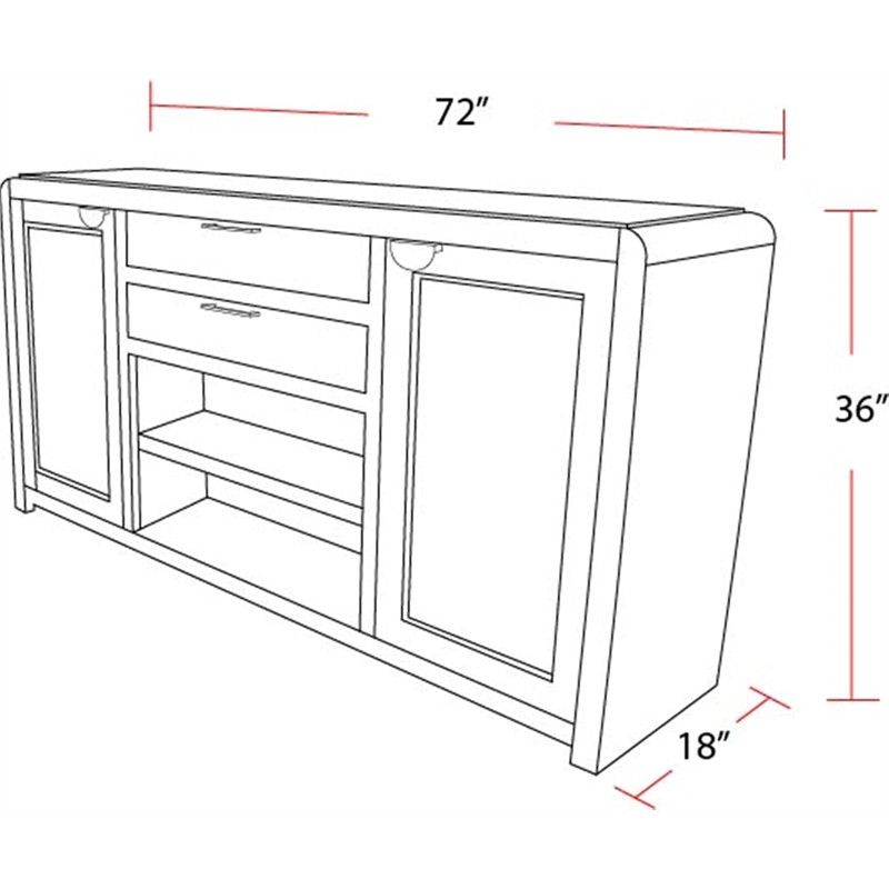 Parker House Escape Traditional Wood Buffet Server with Stone Top in Natural
