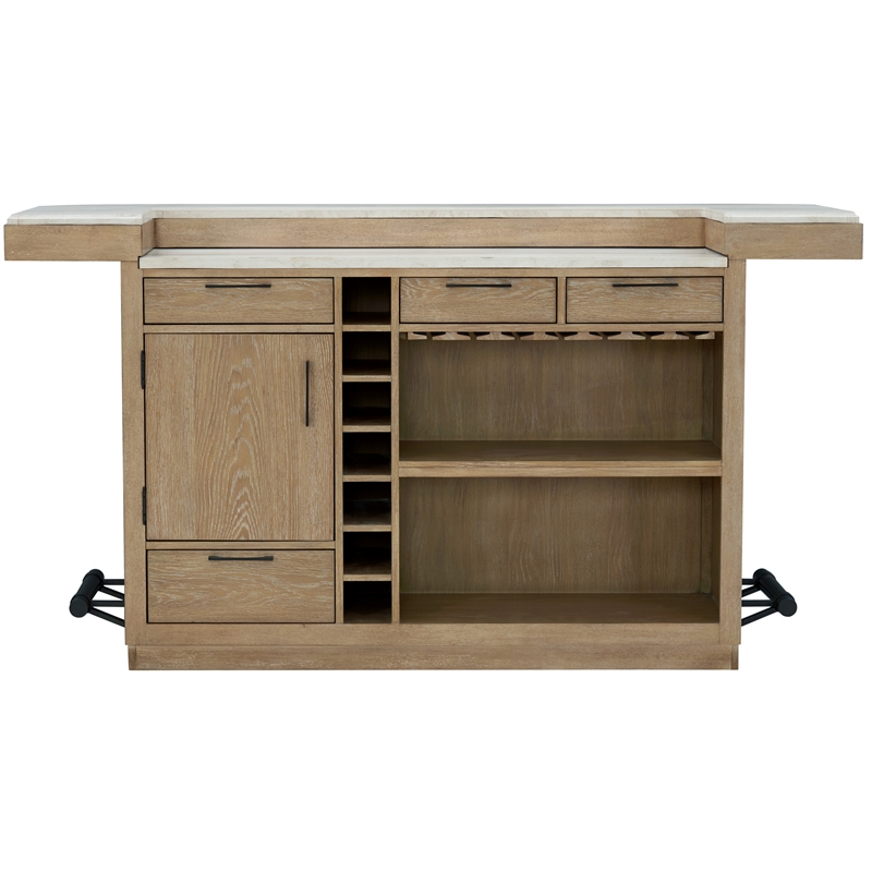 Parker House Escape Traditional Wood Bar with Stone Top in Natural