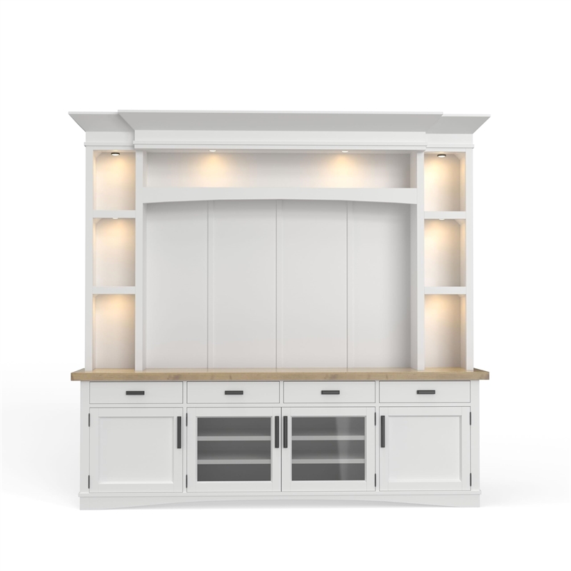 Parker House Americana Modern Wood TV Console with Hutch Back Panel in White