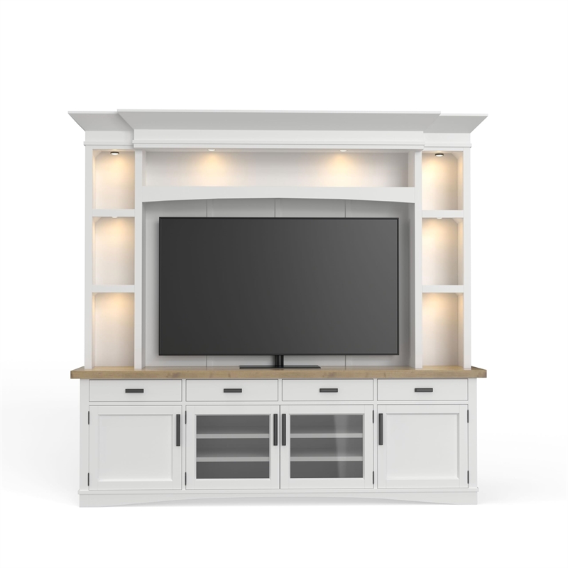 Parker House Americana Modern Wood TV Console with Hutch Back Panel in White