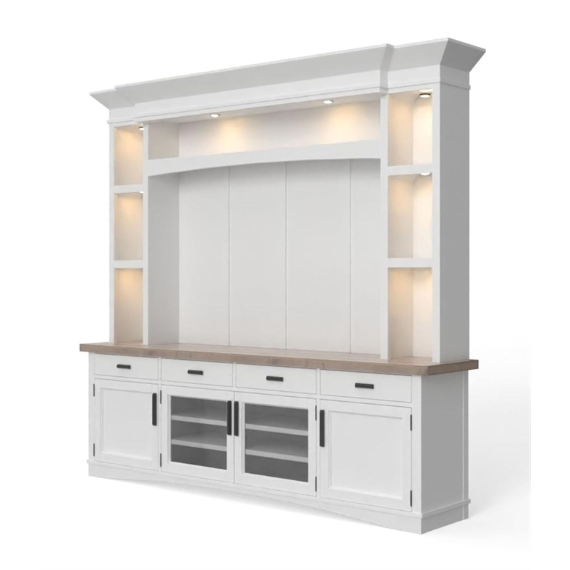Parker House Americana Modern Wood TV Console with Hutch Back Panel in White