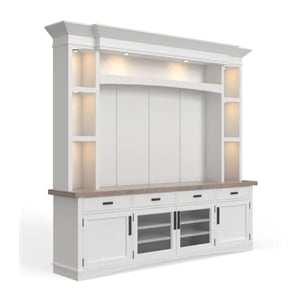 Parker House Americana Modern Wood TV Console with Hutch Back Panel in White