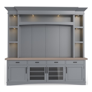Parker House Americana Modern Wood TV Console with Hutch Back Panel in Gray