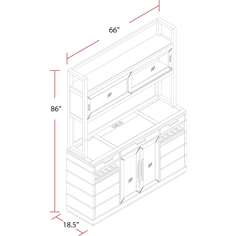 Parker House Pure Modern Wood Buffet with Hutch in Moonstone Taupe
