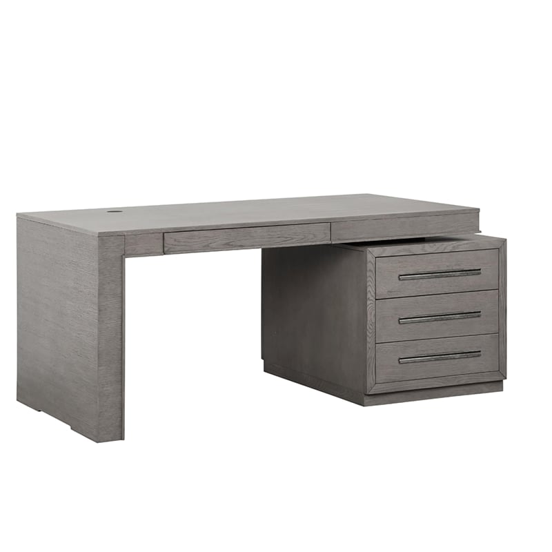 Parker House Pure Modern Wood Executive Desk in Moonstone Gray