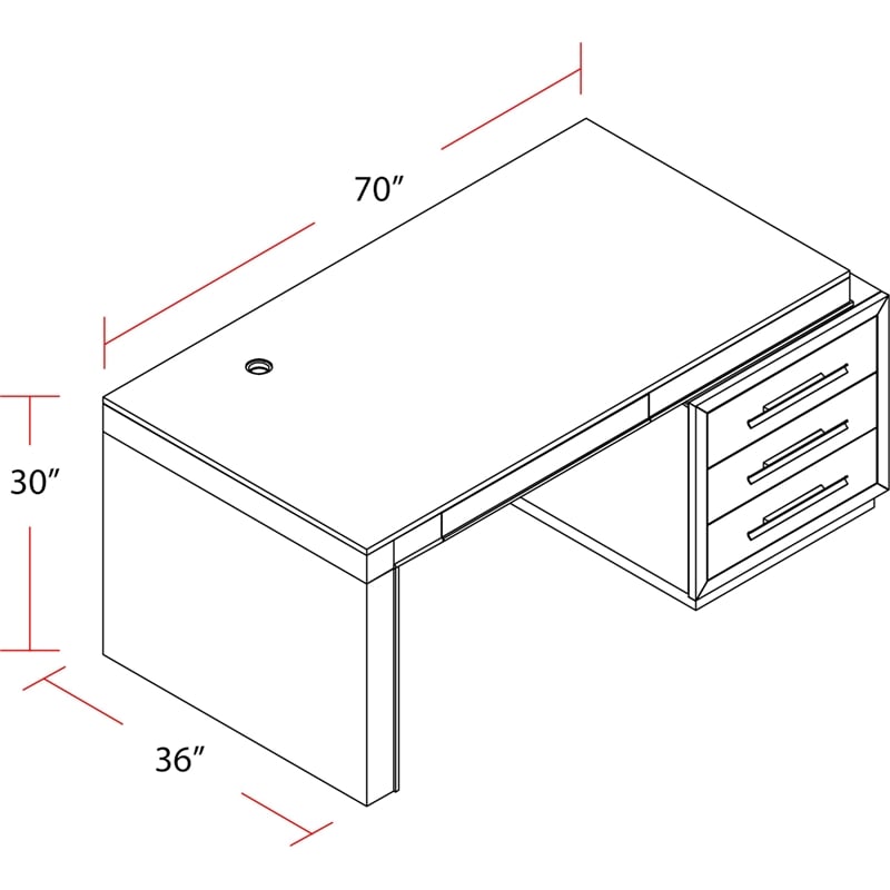 Parker House Pure Modern Wood Executive Desk in Moonstone Gray