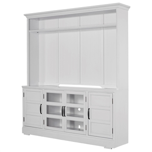Parker House Shoreham Farmhouse Wood TV Console with Hutch in White