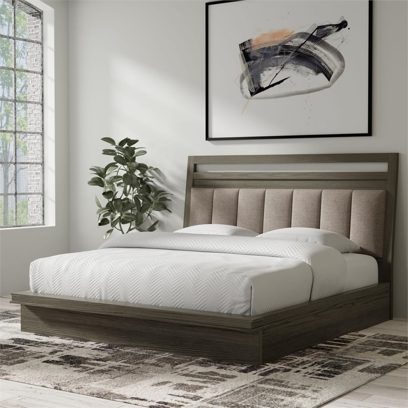 Parker House Pure Modern Bedroom Wood King Platform Bed in Moonstone Gray