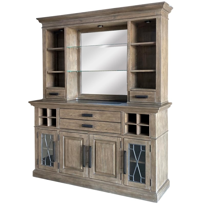Parker House Sundance Wood Buffet and Hutch with Quartz Insert in Brown