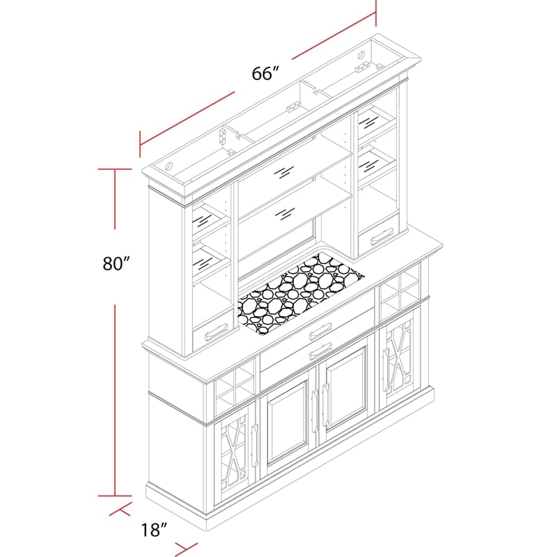 Parker House Sundance Wood Buffet and Hutch with Quartz Insert in Brown