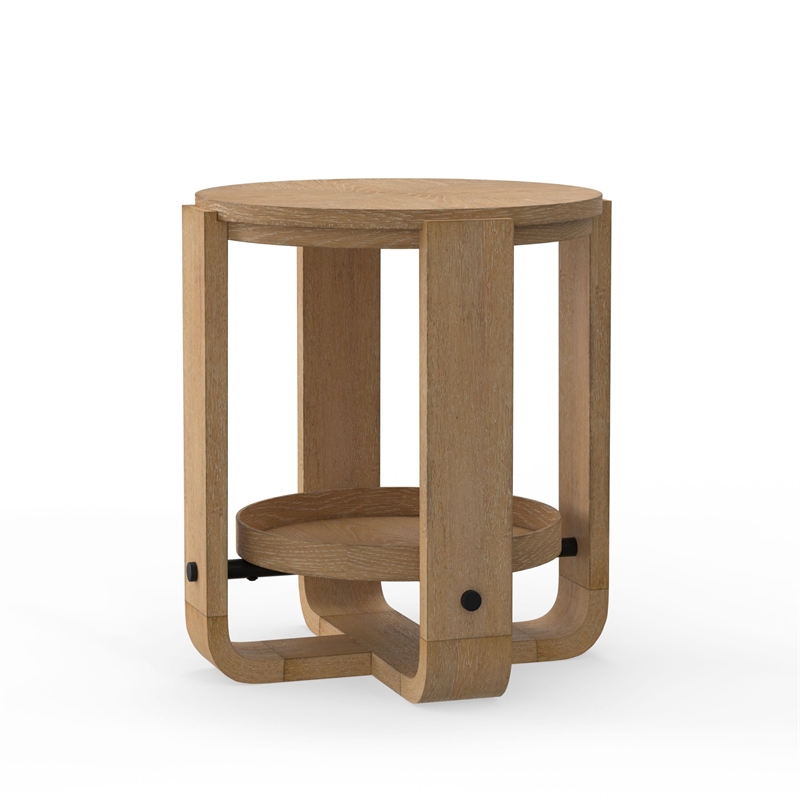 Parker House Escape Traditional Wood Round End Table with Shelf in Natural