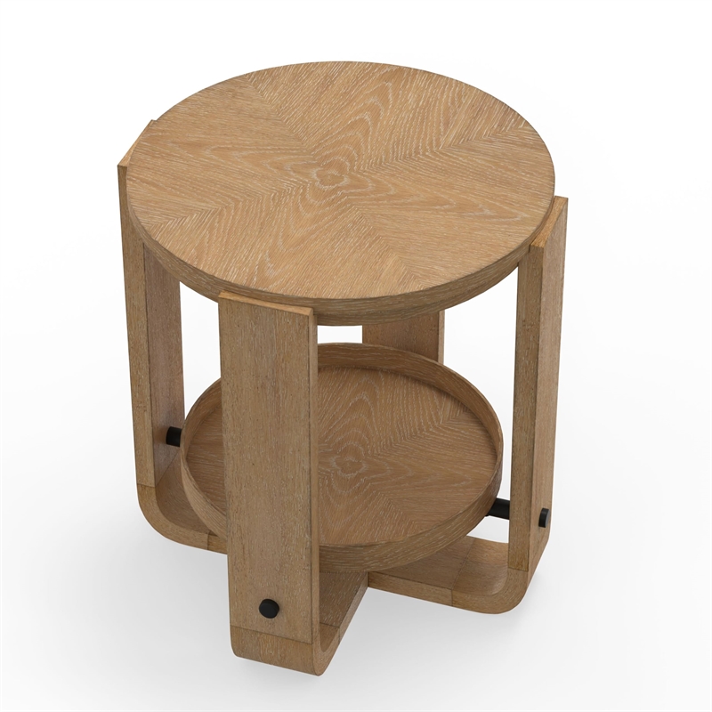 Parker House Escape Traditional Wood Round End Table with Shelf in Natural