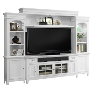 Parker House Tidewater 72&quot Modern Wood Console Entertainment Wall in White