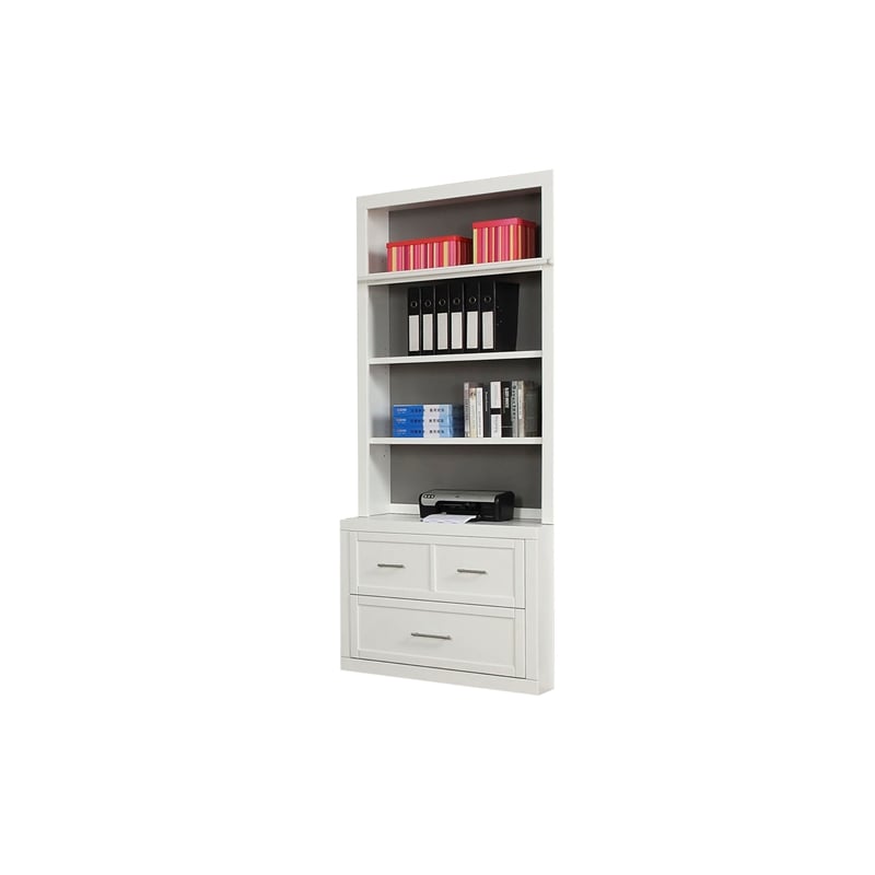 Parker House Catalina Farmhouse Wood Lateral File and Hutch in White