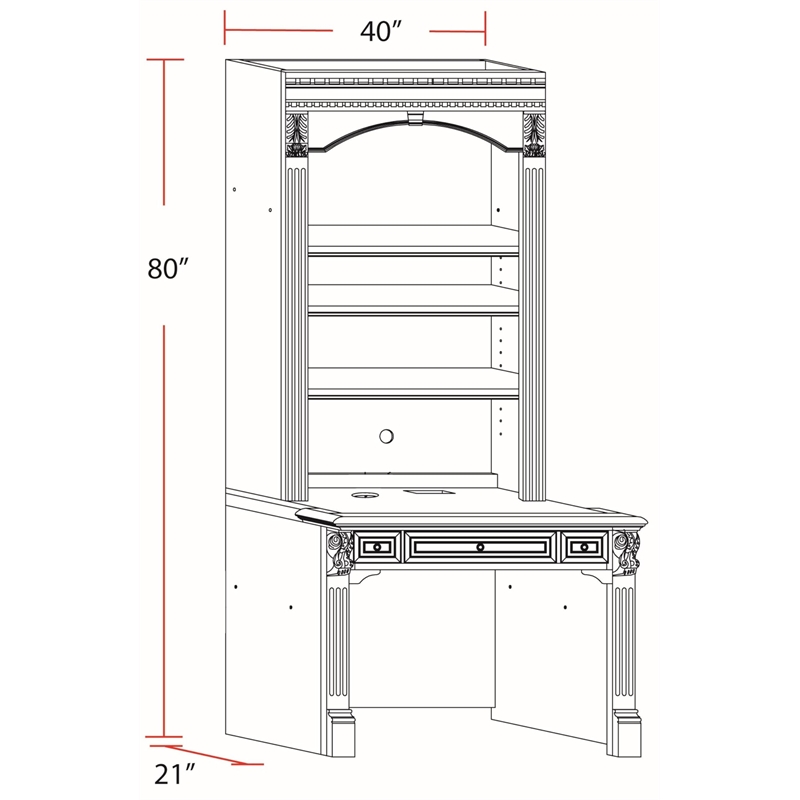 Parker House Huntington Traditional Wood Library Desk in Brown