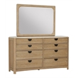 Parker House Escape 8 Drawer Traditional Wood Dresser and Mirror in Natural