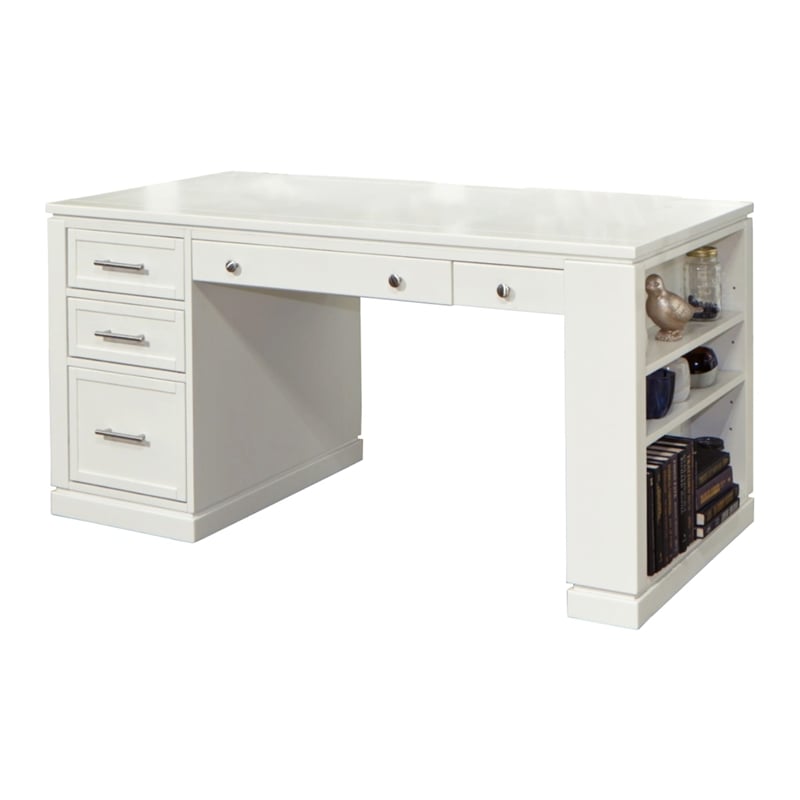 Parker House Catalina Wood Writing Desk with Power Center and USB in White