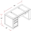 Parker House Catalina Wood Writing Desk with Power Center and USB in White