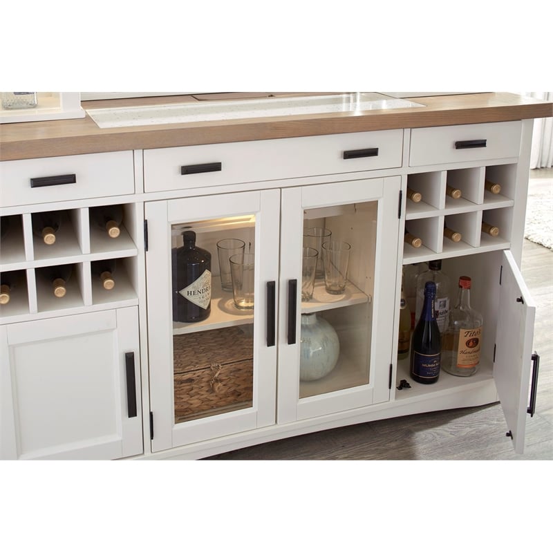Parker House Americana Modern Wood Buffet with Open Display Hutch in White