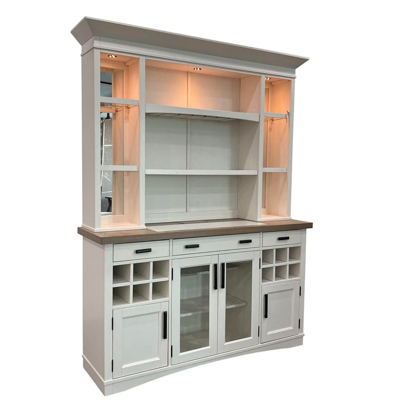 Parker House Americana Modern Wood Buffet with Display Hutch in White