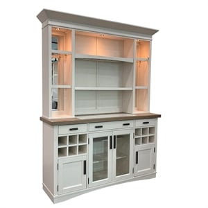Parker House Americana Modern Wood Buffet with Display Hutch in White