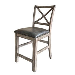 Parker House Lodge 24.5&quot Wood/Leather Counter Chair in Black/Brown (Set of 2)