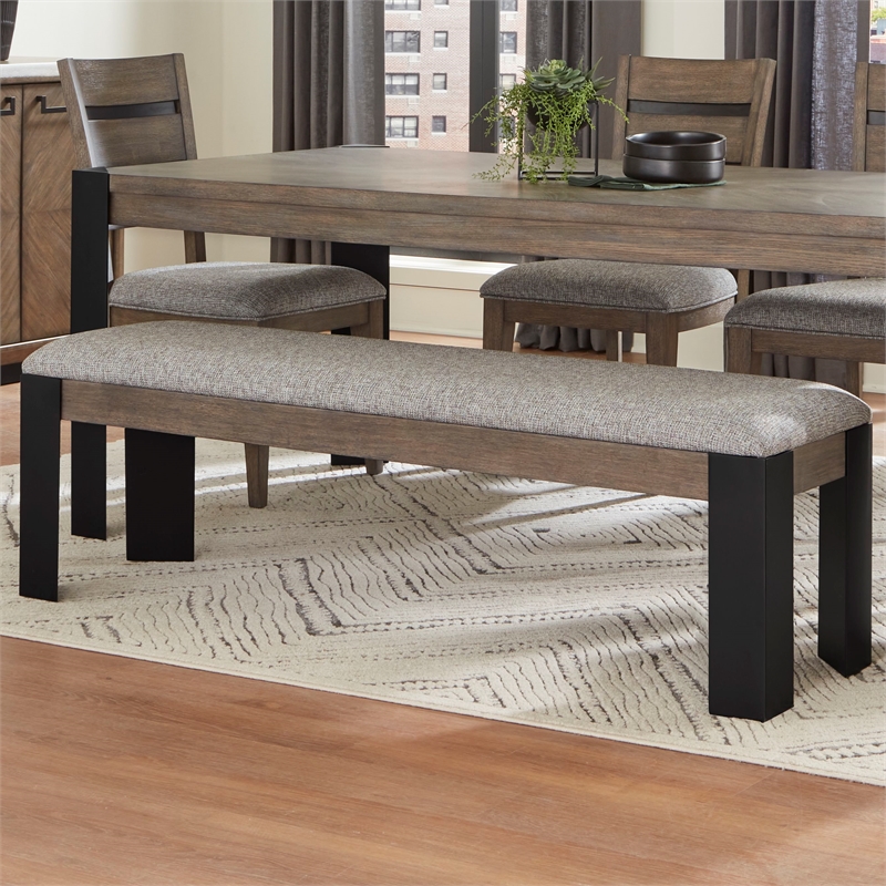 Parker House Cedar Fork Fabric Upholstered/Wood Dining Bench in Smoked Arabica