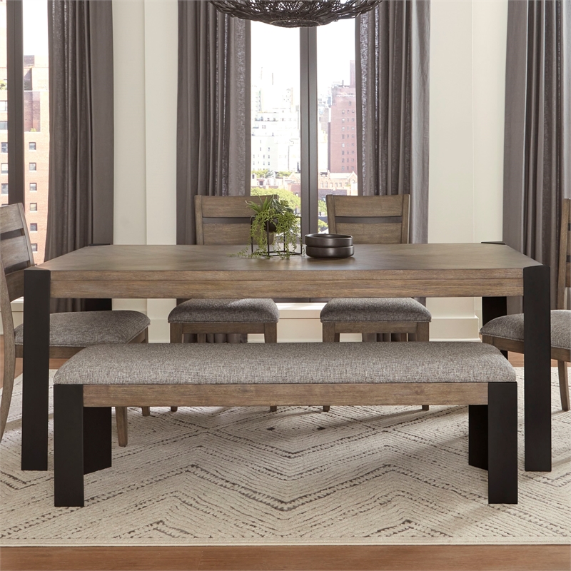 Parker House Cedar Fork Fabric Upholstered/Wood Dining Bench in Smoked Arabica