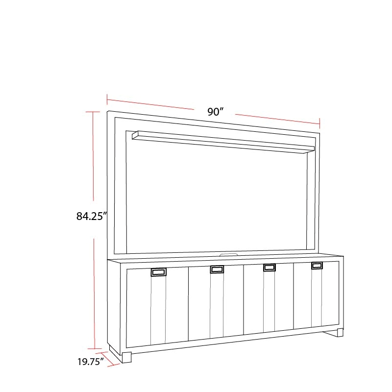 Parker House Ascent 90 in. TV Console with Hutch and Back Panel