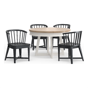 Parker House Americana Modern 48-66&quot Round Dining Table and 4 Black Chairs