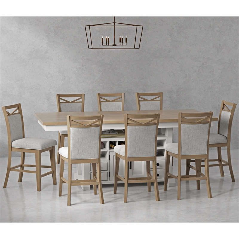 Parker House Americana Modern Island Counter Height Table with 8 chairs